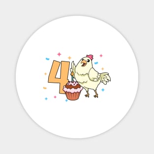 I am 4 with chicken - kids birthday 4 years old Magnet